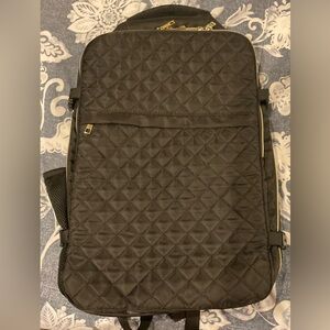 Large Travel Backpack, Black with Gold Accents, 18.5 x 12.2 x 7.3 inch